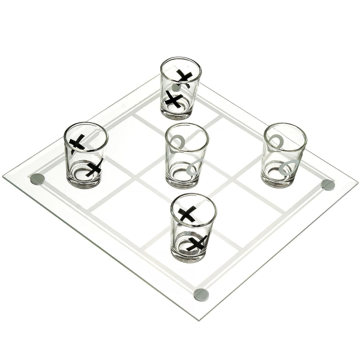 ZYOZ Tic Tac Shot Drinking Board Game – Premium Glass Tic Tac Toe Shot Glass Game Set with 9 Shot Glasses & Gridded Glass Board | Fun Party Games for Adults, College Apartment Essentials & Bar Decor