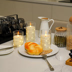 3 pcs LED Pillar Candles, Flameless, Flickering,with Embedded Star String, Acrylic, Suitable for Home Decoration (Size : Small+Medium+Big)