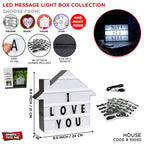 Unicorn-Shaped LED Message Box A battery/USB-powered LED backlight sign shaped like a unicorn profile, featuring integrated horizontal slots to slide in customizable letters, numbers, and symbols.