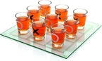 ZYOZ Tic Tac Shot Drinking Board Game – Premium Glass Tic Tac Toe Shot Glass Game Set with 9 Shot Glasses & Gridded Glass Board | Fun Party Games for Adults, College Apartment Essentials & Bar Decor