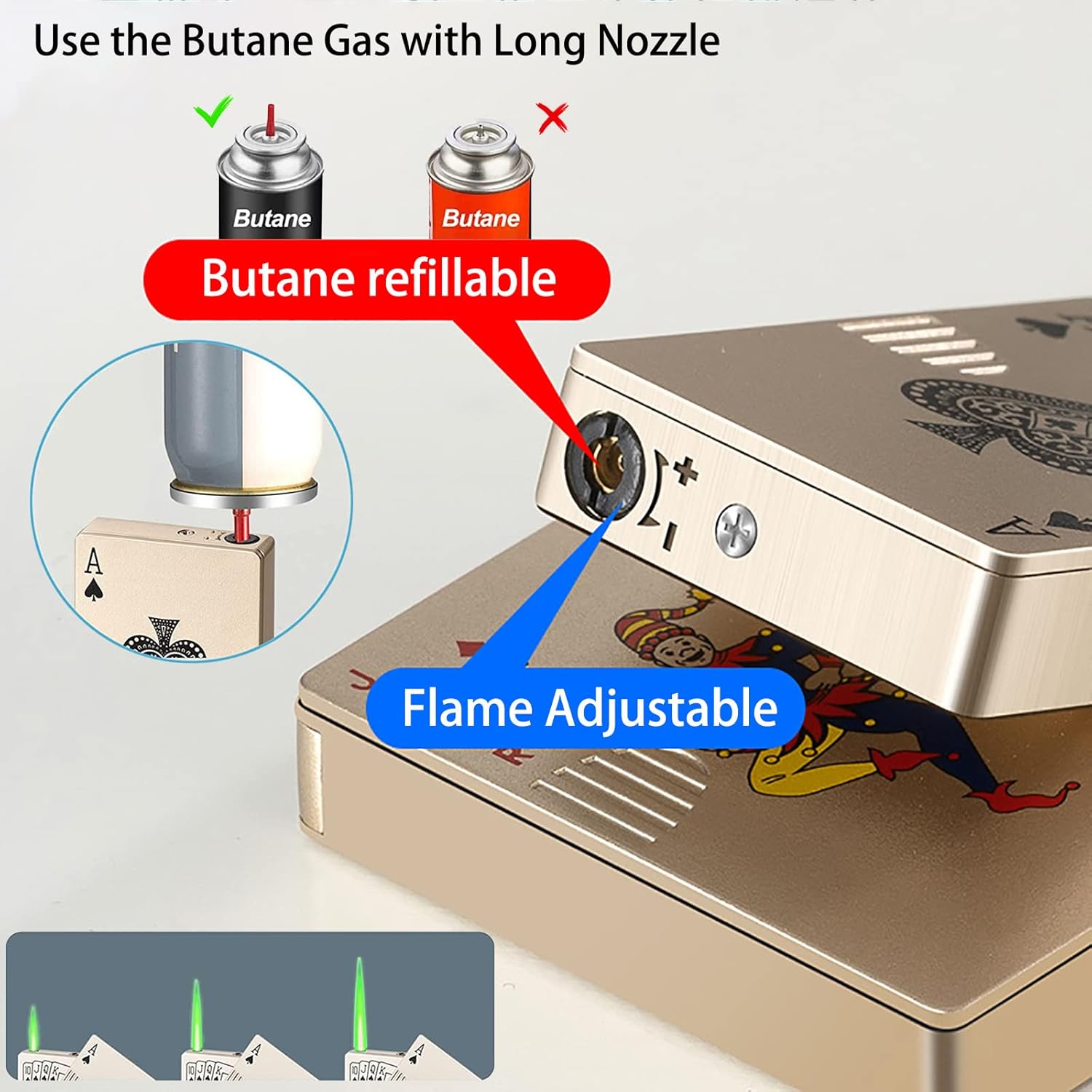 ZYOZ Ace of Spades Butane Lighter – Stylish Windproof & Refillable Metal Flame Lighter | Waterproof FlashCard Design for Smoking, Camping Secondary image