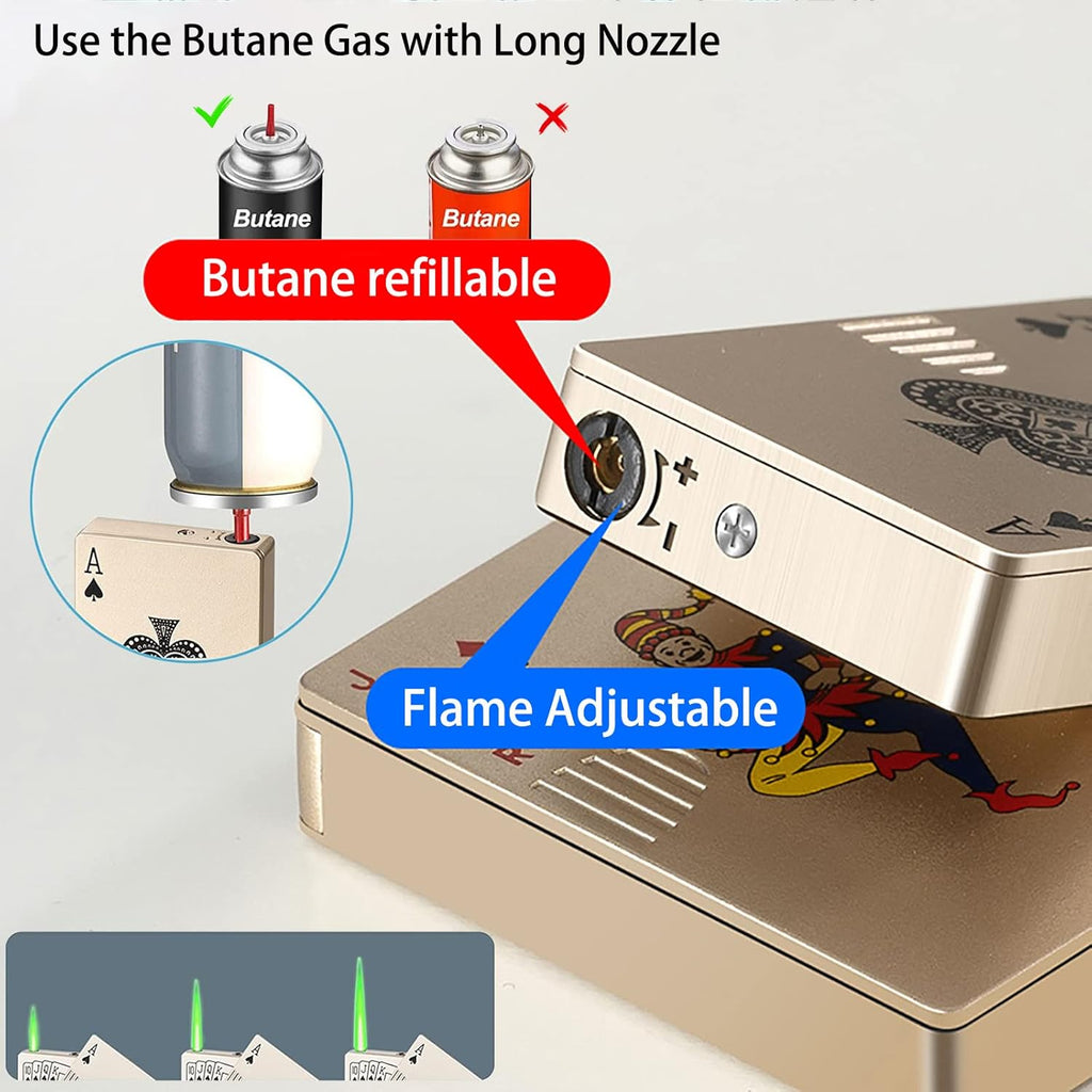 ZYOZ Ace of Spades Butane Lighter – Stylish Windproof & Refillable Metal Flame Lighter | Waterproof FlashCard Design for Smoking, Camping