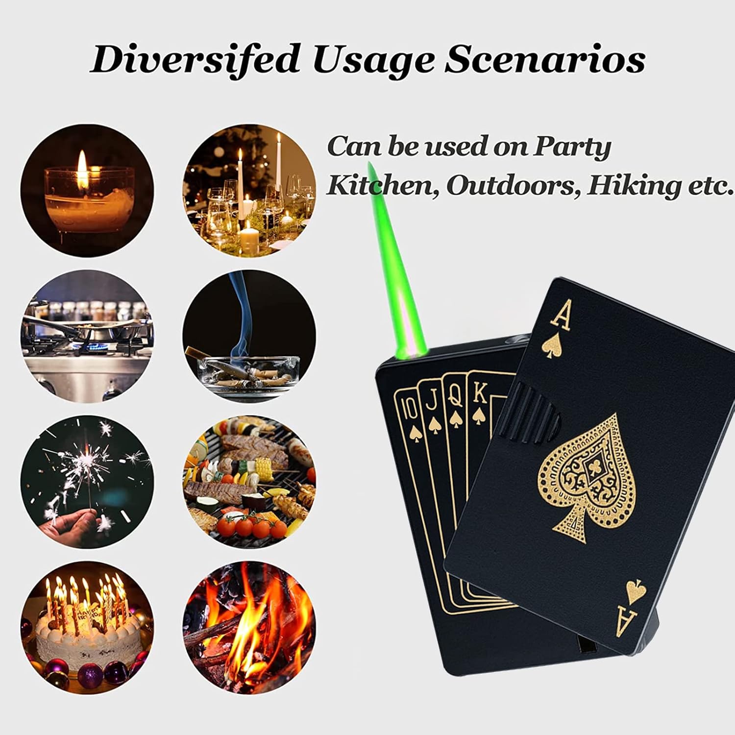 ZYOZ Ace of Spades Butane Lighter – Stylish Windproof & Refillable Metal Flame Lighter | Waterproof FlashCard Design for Smoking, Camping