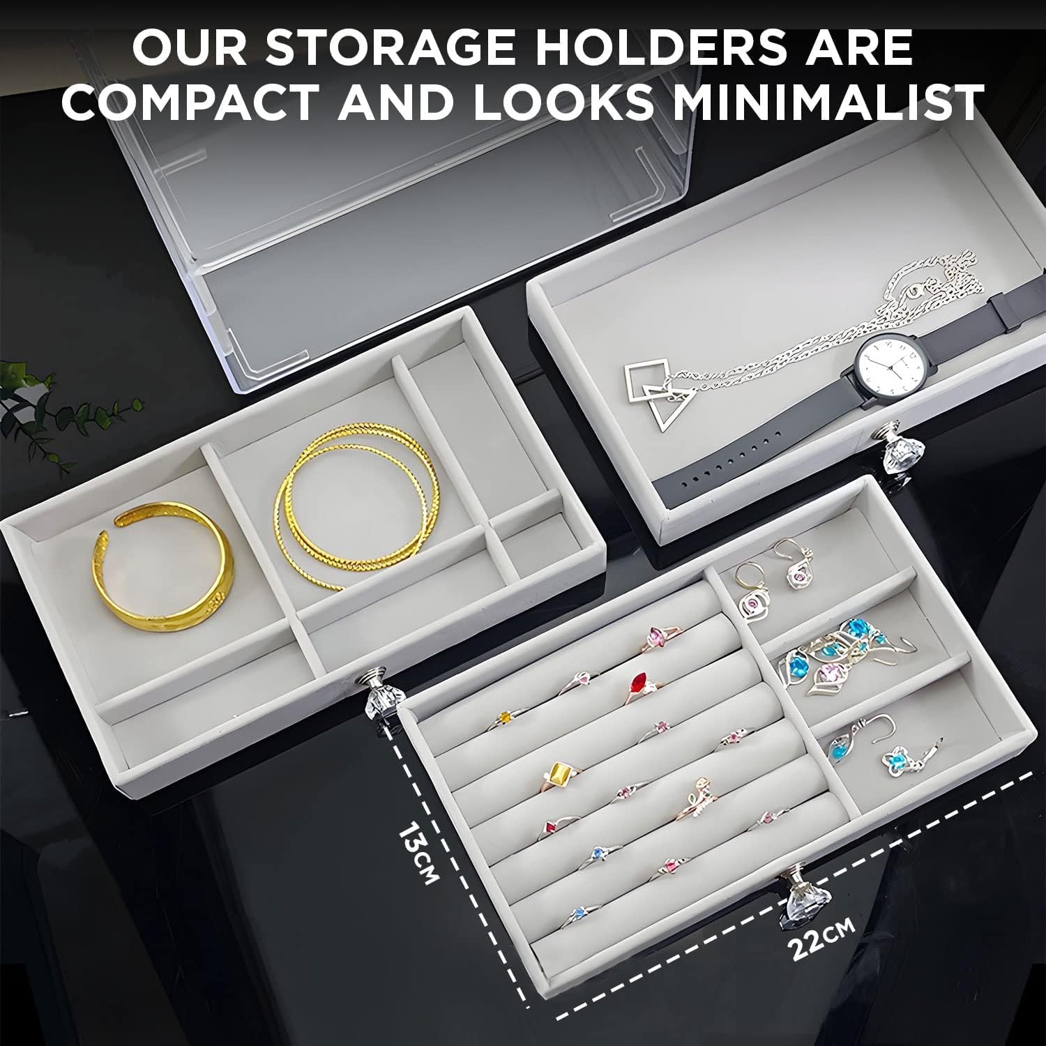 Acrylic Jewelry Box, 3 Drawers Velvet Jewelry Organizer for Ring Earring Necklace Bracelet Display Clear Acrylic Jewelry Storage Case Gift for Women Ladies Girls