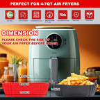 ZYOZ Square Silicone Air Fryer Liners (2-Pack) Reusable Food Grade 4 to 7 QT Air Fryers – Non-Stick Dishwasher Safe Accessories for Oven & Microwave
