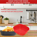 ZYOZ Square Silicone Air Fryer Liners (2-Pack) Reusable Food Grade 4 to 7 QT Air Fryers – Non-Stick Dishwasher Safe Accessories for Oven & Microwave