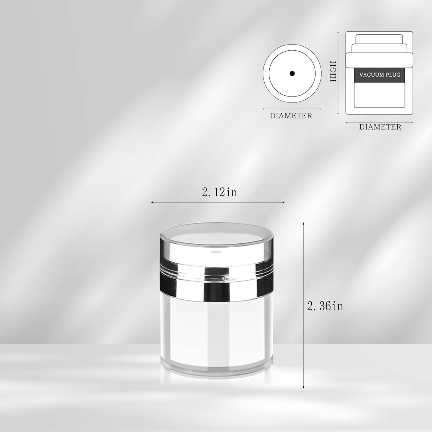 Airless Pump Bottle Portable Cream Jar Vacuum Bottle,Refillable Travel Cream Bottle,Airless Pump Jar for Lotions Makeup Essence Moisturizer Eye Creams