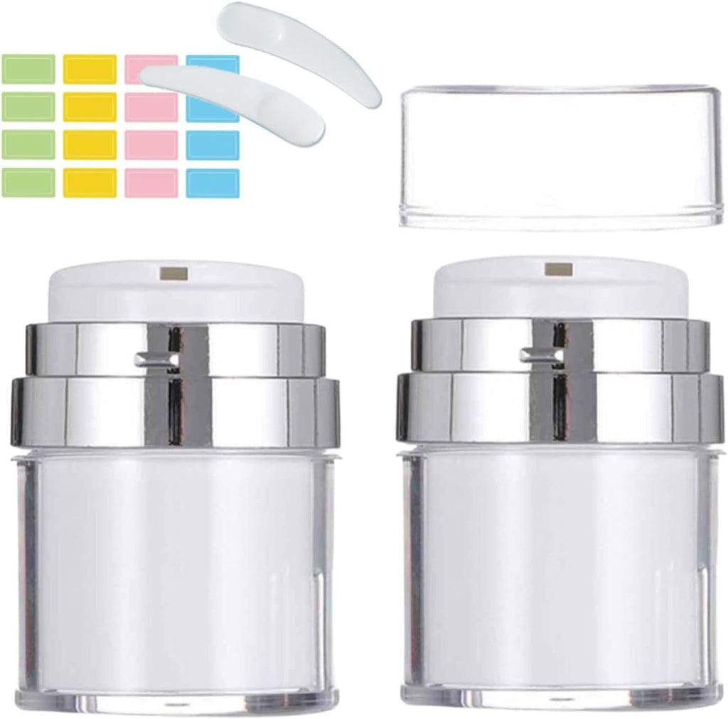 Airless Pump Bottle Portable Cream Jar Vacuum Bottle,Refillable Travel Cream Bottle,Airless Pump Jar for Lotions Makeup Essence Moisturizer Eye Creams