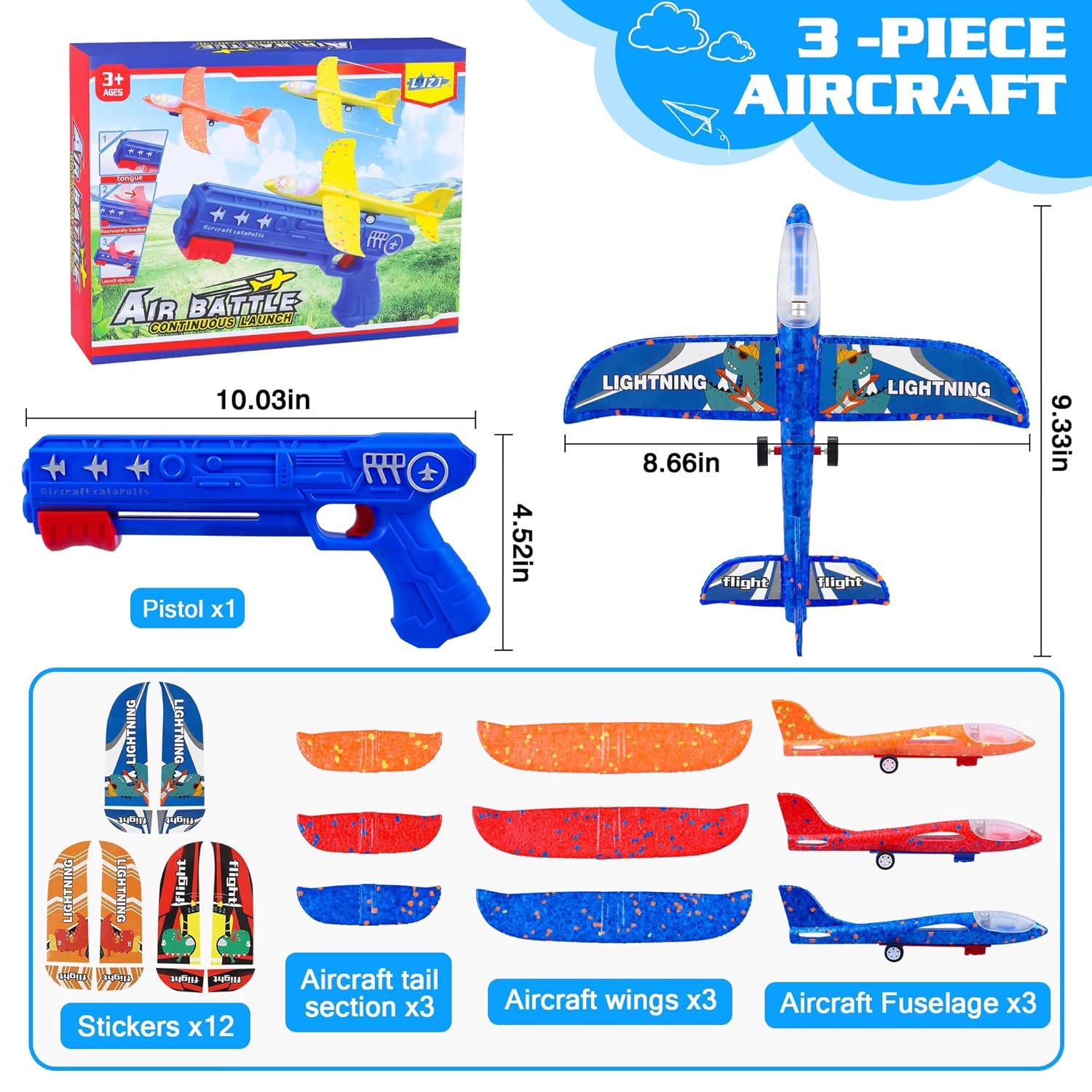 ZYOZ Foam Ejection Airplane Gun Toy for Kids | 2-in-1 Foam Airplane Launcher with Ejection Function | Flying Glider Plane Toy Secondary image