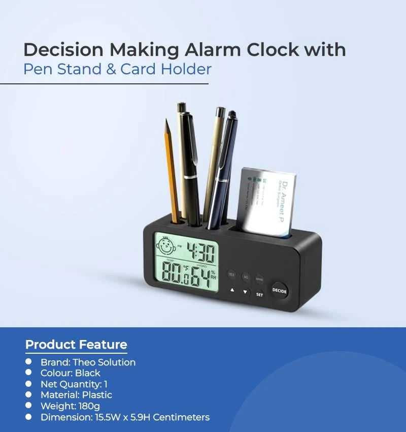 ZYOZ Decision Making Alarm Clock with Pen Stand & Card Holder Secondary image