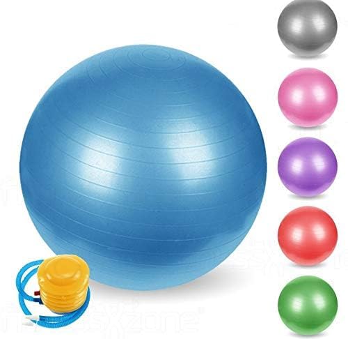 Anti-Burst Rubber Gym Ball with Free Foot Pump (95 Cm) Round Shape Swiss Ball for Exercise, Yoga, Workout, Pregnancy, Balance Stability & Birthing