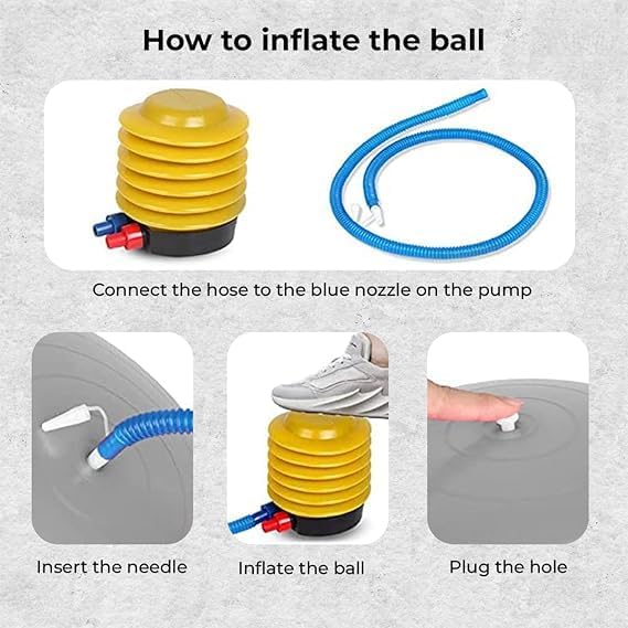 Anti-Burst Rubber Gym Ball with Free Foot Pump (95 Cm) Round Shape Swiss Ball for Exercise, Yoga, Workout, Pregnancy, Balance Stability & Birthing