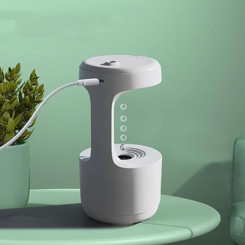 3D Antigravity Water Drop Humidifier with LED Light & Digital Clock | Cool Mist Aroma Diffuser for Home, Bedroom, Office | Air Purifier, Night Lamp & Relaxing Decor Gift