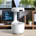 3D Antigravity Water Drop Humidifier with LED Light & Digital Clock | Cool Mist Aroma Diffuser for Home, Bedroom, Office | Air Purifier, Night Lamp & Relaxing Decor Gift