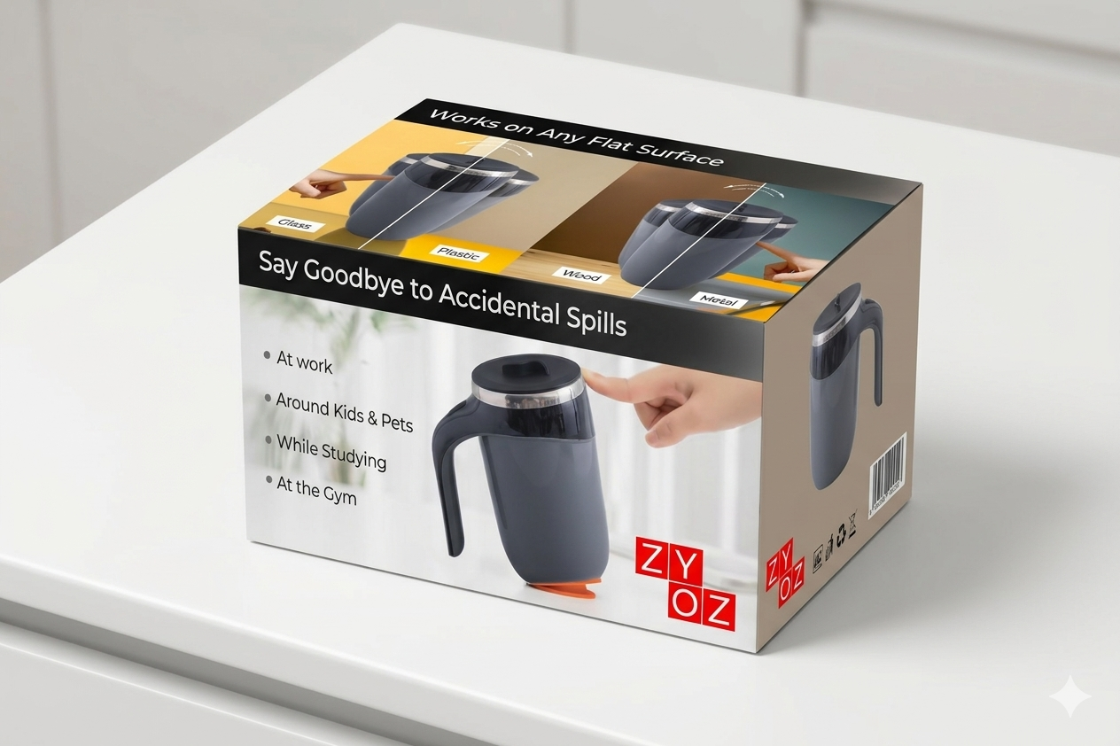 ZYOZ  Anti Fall Tumbler Stainless Steel with Lid & Handle (500ml) | Doubled Walled Insulated Coffee Mug| Diwali Gift for Friends & Family | Insulated Coffee Tumbler for Home | Black-Grey