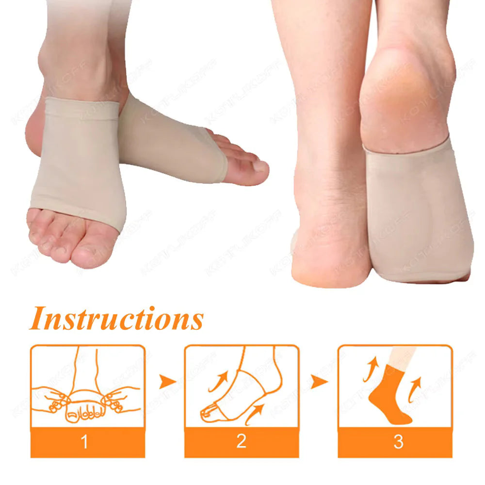 Foot Care Plantar Fasciitis Arch Support Sleeves for foot pain,muscle relaxation with soft Neoprene Cushion for Women & Men Feet Orthopedic Pad,Free Size-1 Pair