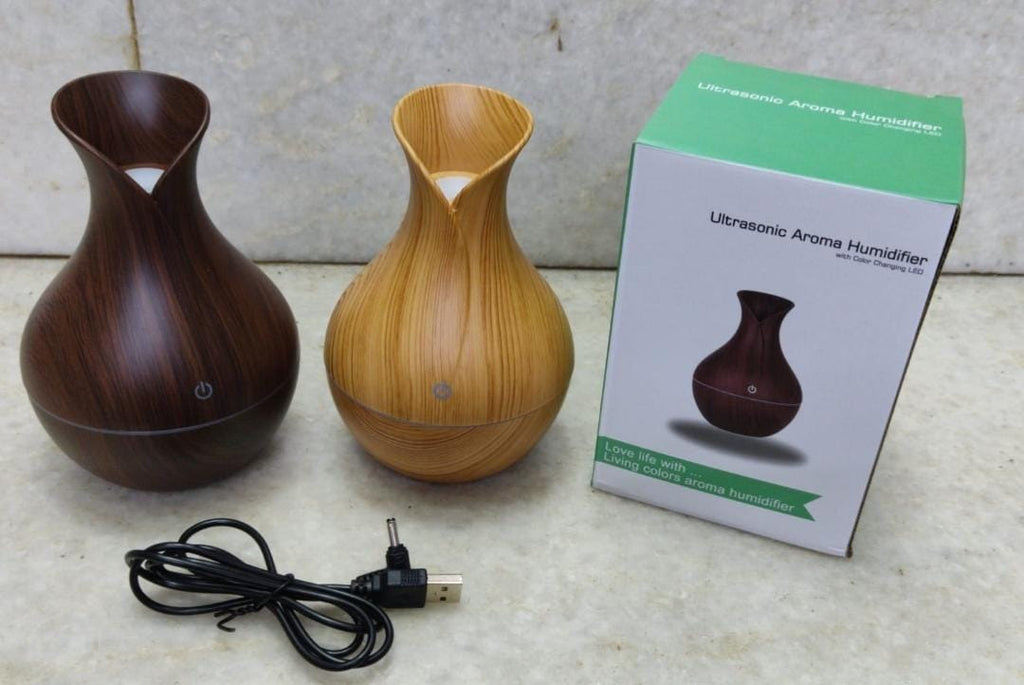 Wooden Cool‑Mist Humidifier & Aroma Diffuser – Elegant Timber Design, Ultrasonic Technology, Quiet Operation, 300 ml Tank – Ideal for Home, Bedroom, Yoga, Spa & Aromatherapy