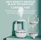 Cool Mist Anti-Gravity Water Drop Air Humidifier Desktop Aroma Diffuser with 2 Modes, Intelligent Auto-Off Protection, Night Light, Clock, USB Powered, Ideal for Bedroom, Office, Birthday Gift