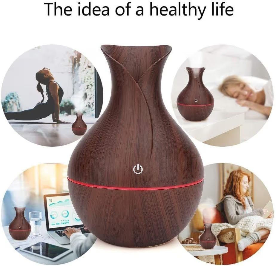 Wooden Cool‑Mist Humidifier & Aroma Diffuser – Elegant Timber Design, Ultrasonic Technology, Quiet Operation, 300 ml Tank – Ideal for Home, Bedroom, Yoga, Spa & Aromatherapy
