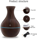 Wooden Cool‑Mist Humidifier & Aroma Diffuser – Elegant Timber Design, Ultrasonic Technology, Quiet Operation, 300 ml Tank – Ideal for Home, Bedroom, Yoga, Spa & Aromatherapy
