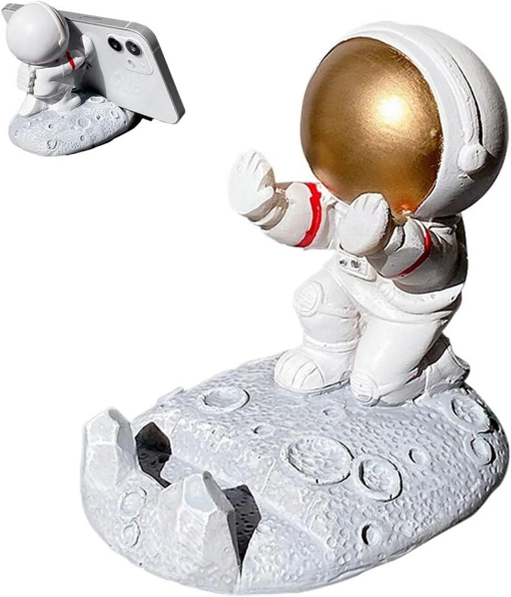3D Astronaut Phone Holder – Unique Planet-Inspired Mobile Stand with Fun, Playful Design for Desk or Home Use (1 Pc)