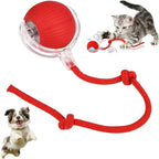 Interactive Electric Automatic Rolling Moving Rechargeable Self Play Stimulation Toy for Cats and Small Dogs - Smart Pet Chase Ball with Speedy Tail Rope for Indoor