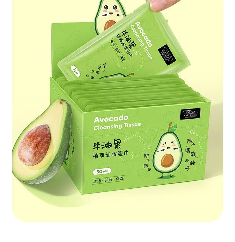 ZYOZ Avocado Moisturizing Deep Cleaning Wipes Makeup Remover Facial Wipes Cucumber Vitamin E Makeup Remover Wipes Hydrating Refreshing Soothing Main image