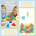 Tetra Tower Game 32 Pcs (4 Different Shapes) Stack Tower Blocks with 22 Cards, Swing Stack Balance Building Block Interactive STEM Toy