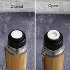Steel Bamboo Thermos flask Hot Cold Insulated Coffee Mug For Travel 1pc