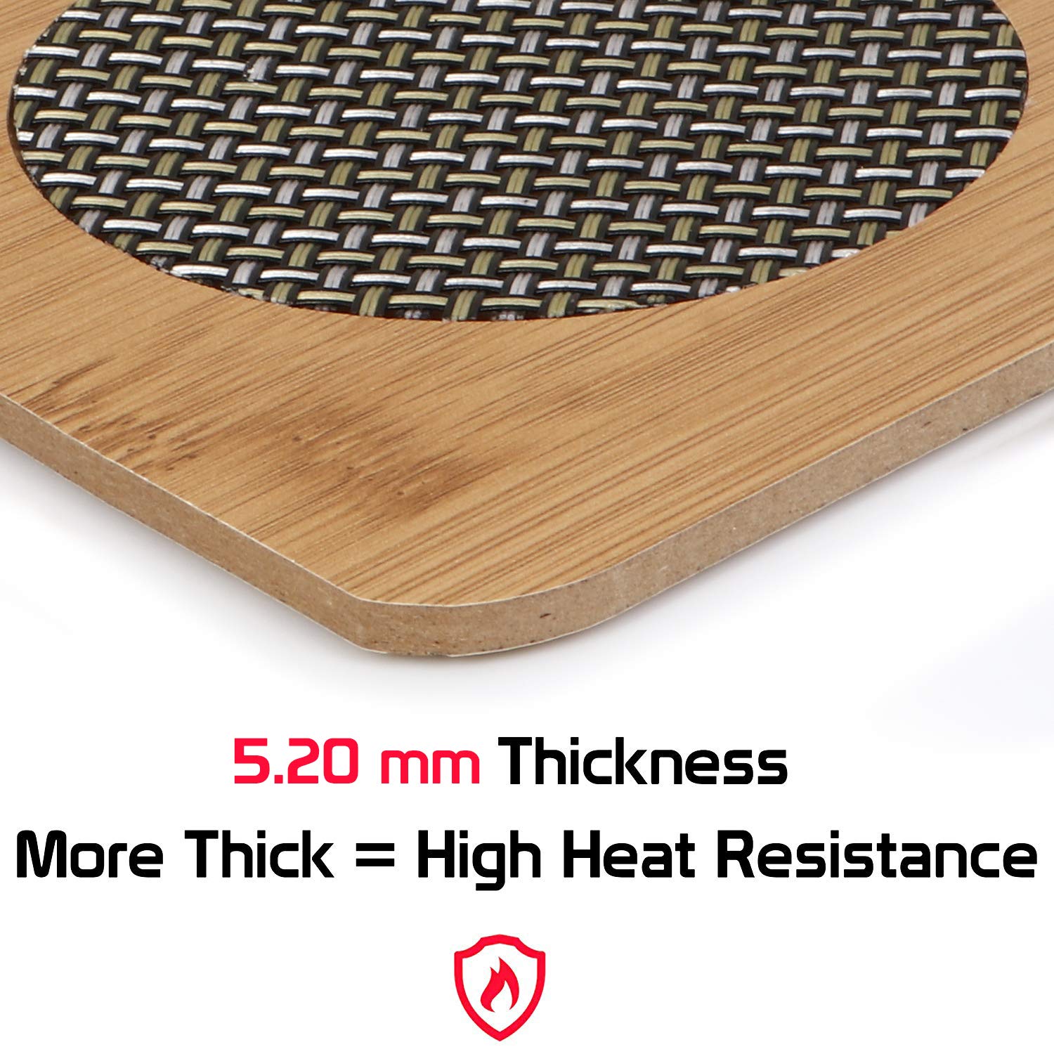 Eco-Friendly Bamboo Wooden Coasters for Home Pan Pot Holder for Dining Table Heat Pad for Kitchen - Pack of 4 Secondary image