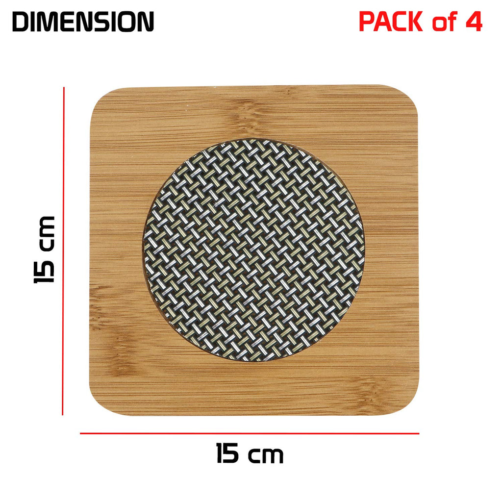 Eco-Friendly Bamboo Wooden Coasters for Home Pan Pot Holder for Dining Table Heat Pad for Kitchen - Pack of 4