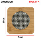 Eco-Friendly Bamboo Wooden Coasters for Home Pan Pot Holder for Dining Table Heat Pad for Kitchen - Pack of 4