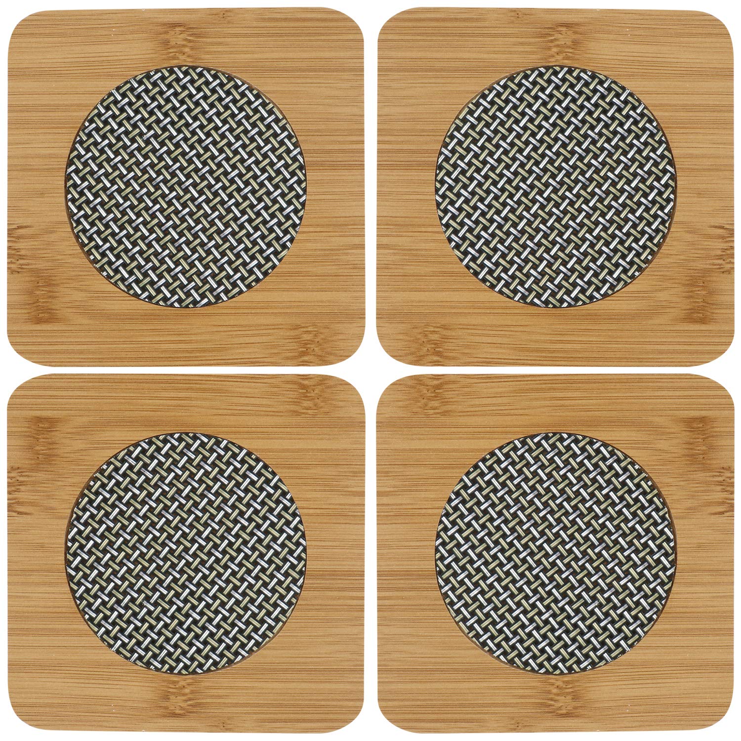 Eco-Friendly Bamboo Wooden Coasters for Home Pan Pot Holder for Dining Table Heat Pad for Kitchen - Pack of 4