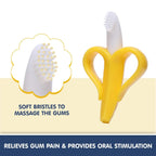 Silicone Baby Banana Teether & Infant Toothbrush, Ergonomic Grip And Dust-Resistant (Yellow)