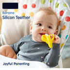 Silicone Baby Banana Teether & Infant Toothbrush, Ergonomic Grip And Dust-Resistant (Yellow)