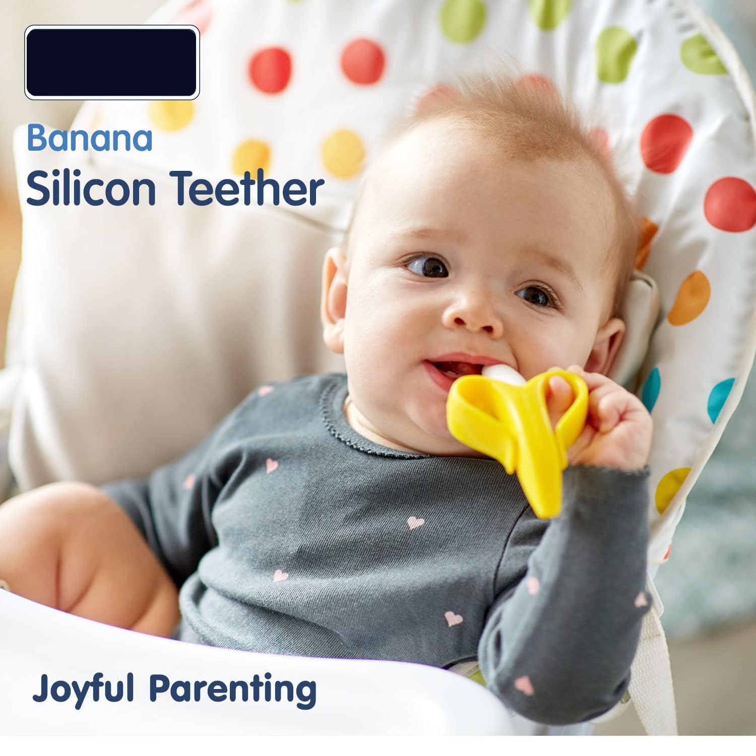 Silicone Baby Banana Teether & Infant Toothbrush, Ergonomic Grip And Dust-Resistant (Yellow)