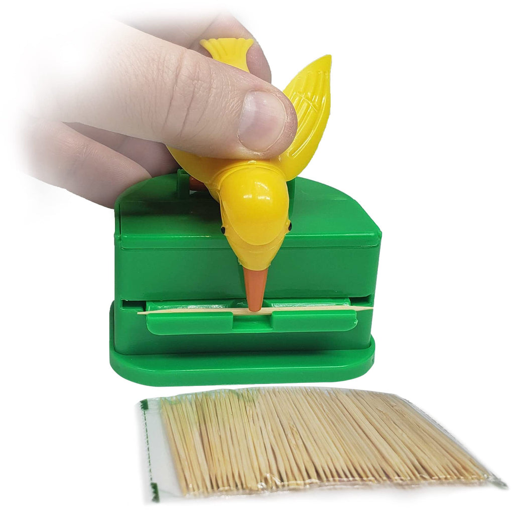 woodpacker Bird Toothpick Dispenser – Automatic Telescopic Toothpick Holder, Cute Bird Toothpick Dispenser for Kitchen & Dining Table, Fun Toothpick Organizer for Home, Party & Gift Multicolor 1pc