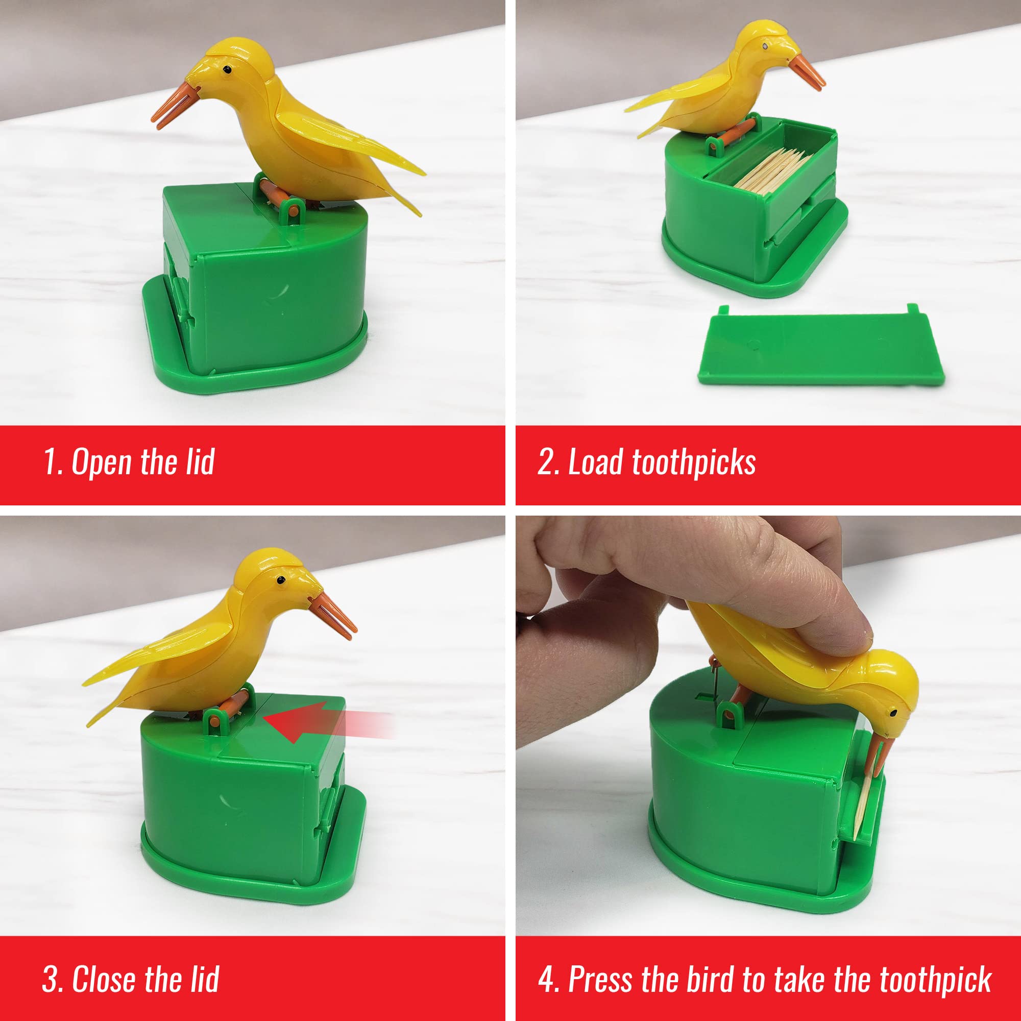 woodpacker Bird Toothpick Dispenser – Automatic Telescopic Toothpick Holder, Cute Bird Toothpick Dispenser for Kitchen & Dining Table, Fun Toothpick Organizer for Home, Party & Gift Multicolor 1pc Secondary image