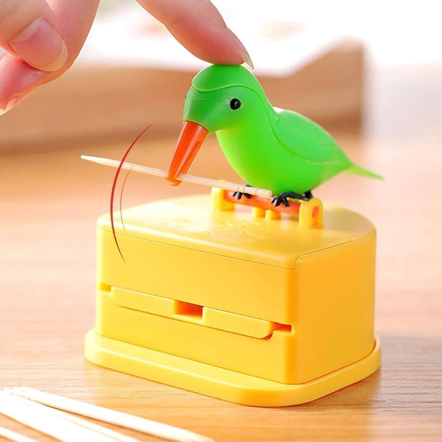 woodpacker Bird Toothpick Dispenser – Automatic Telescopic Toothpick Holder, Cute Bird Toothpick Dispenser for Kitchen & Dining Table, Fun Toothpick Organizer for Home, Party & Gift Multicolor 1pc