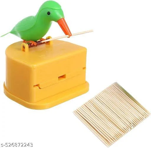 woodpacker Bird Toothpick Dispenser – Automatic Telescopic Toothpick Holder, Cute Bird Toothpick Dispenser for Kitchen & Dining Table, Fun Toothpick Organizer for Home, Party & Gift Multicolor 1pc