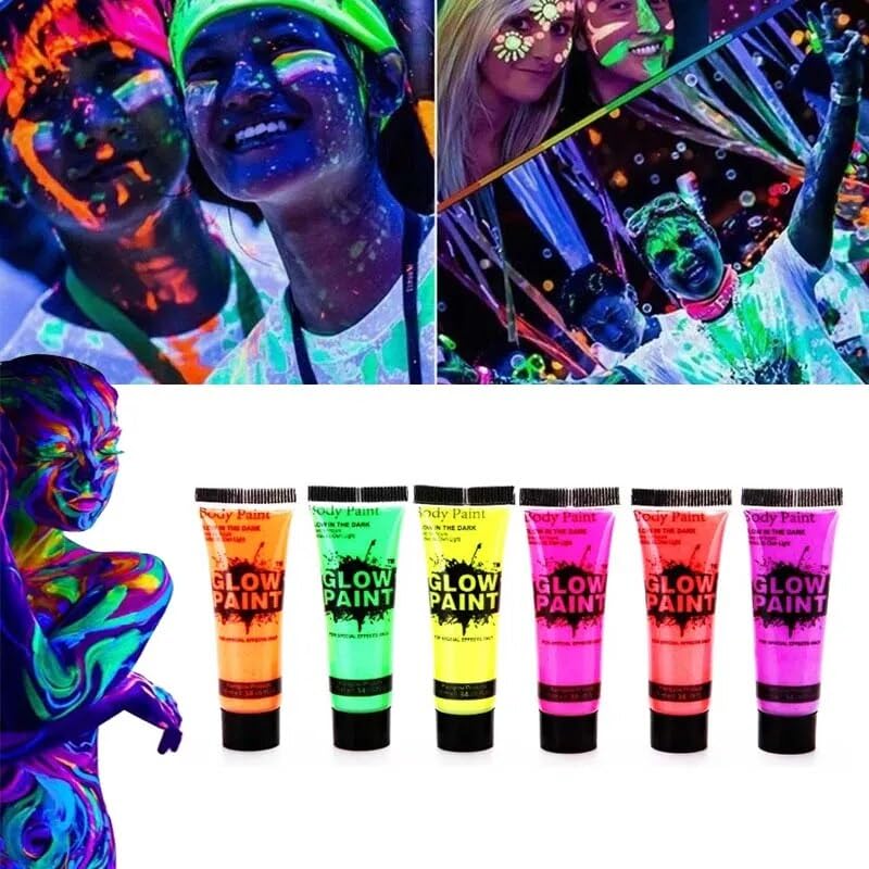 Party Glow Neon Paint Glow in the Dark Face, Body, Blacklight Lipstick