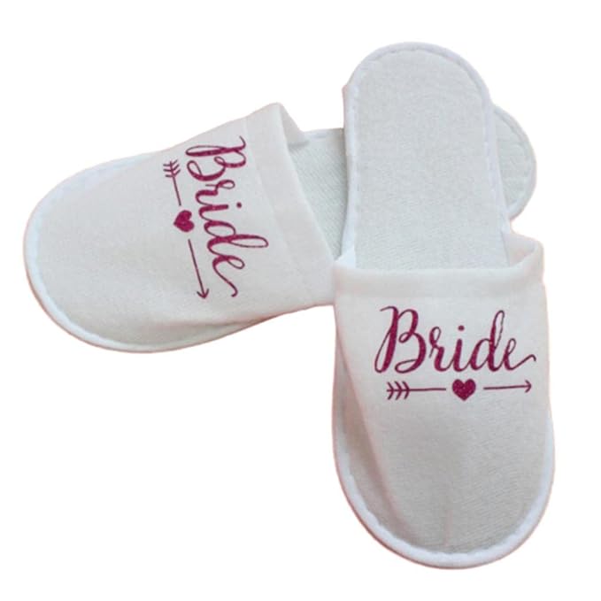 ZYOZ Bride Bridal Slippers for Women – Soft White Wedding Slippers with Elegant “Bride” Print | Comfortable Indoor Flip-Flop Style Footwear for Wedding, Bridal Shower & Honeymoon Main image