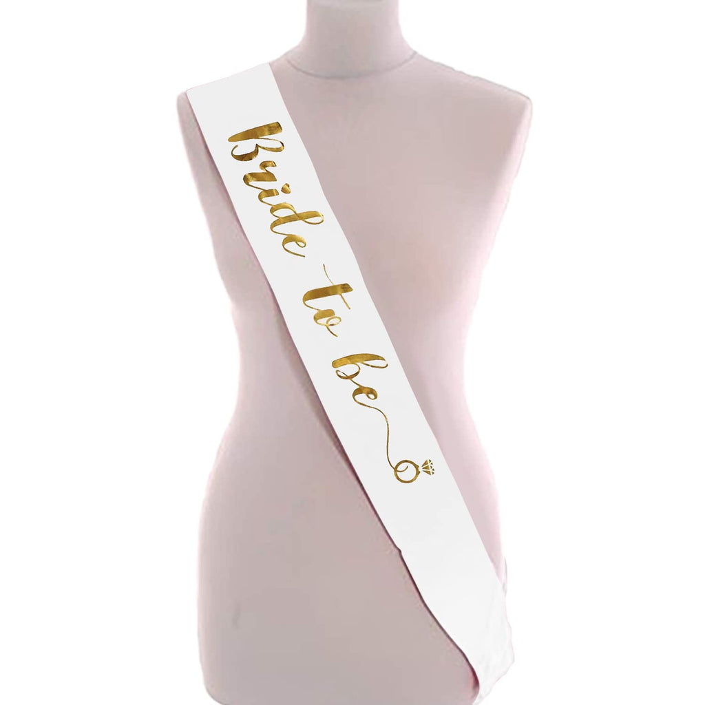 Bride To Be Sash For Bride To Be Decoration Set - White Foil Sash For Bridal Shower Decorations Kit, Bachelorette Decorations, Groom To Be Props, Spinster Party