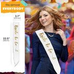 Bride To Be Sash For Bride To Be Decoration Set - White Foil Sash For Bridal Shower Decorations Kit, Bachelorette Decorations, Groom To Be Props, Spinster Party