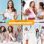 Bride To Be Sash For Bride To Be Decoration Set - White Foil Sash For Bridal Shower Decorations Kit, Bachelorette Decorations, Groom To Be Props, Spinster Party