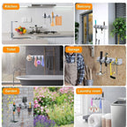 Broom Holder Wall Mounted, Mop Holder for Wall, Broom Stick Holder Mounted Stand, Storage Broomstick Brush Mount Organizer with Hanger Hooks (5 Slot 6 Hooks)- Grey, Polypropylene