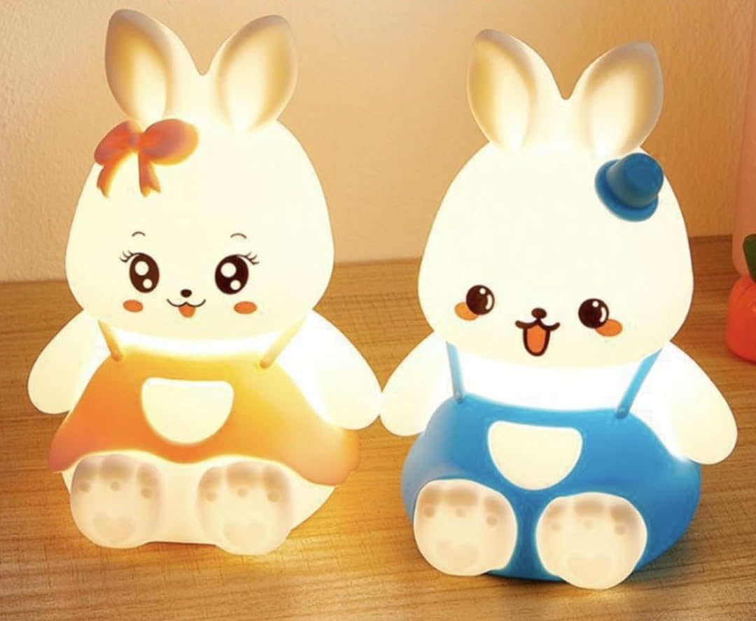 ZYOZ Silicone Baby Bunny LED Night Light for Kids | USB Rechargeable Dimmable Night Lamp | 7 Color Changing Touch Sensor Squishy Mini Nursery Lamp for Baby Bedroom Décor Secondary image