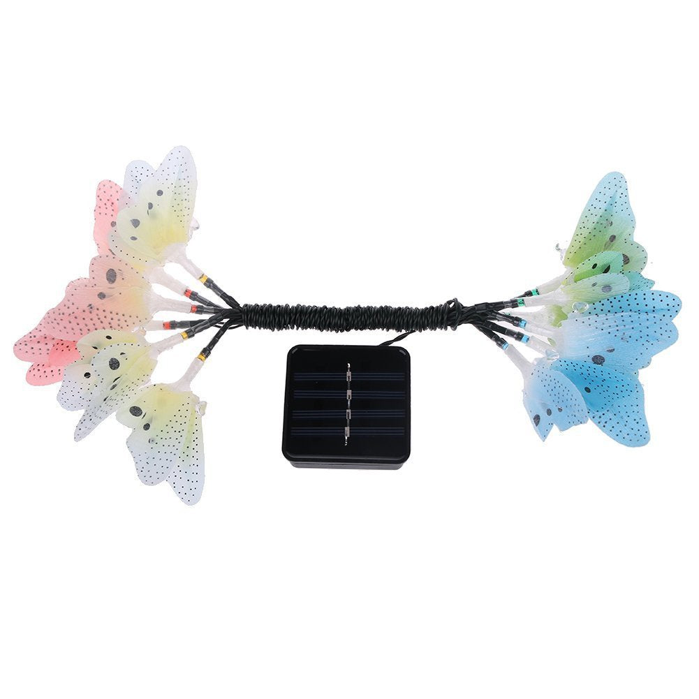 Solar Light String Outdoor 11.9Ft Fiber Optic Butterfly Fairy Solar Lights, Waterproof Butterfly Led Lights with 12 Led for Garden Yard Lawn Decor Patio Party Club