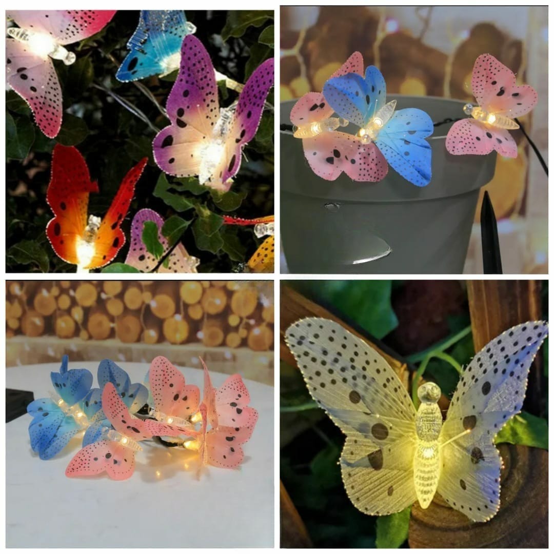 ZYOZ Solar Light String Outdoor 11.9Ft Fiber Optic Butterfly Fairy Solar Lights, Waterproof Butterfly Led Lights with 12 Led for Garden Yard Lawn Decor Patio Party Club Secondary image