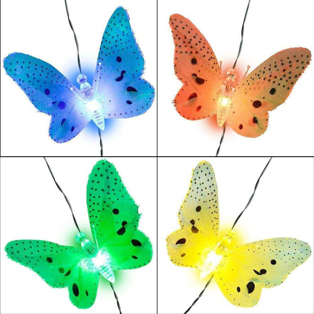 Solar Light String Outdoor 11.9Ft Fiber Optic Butterfly Fairy Solar Lights, Waterproof Butterfly Led Lights with 12 Led for Garden Yard Lawn Decor Patio Party Club